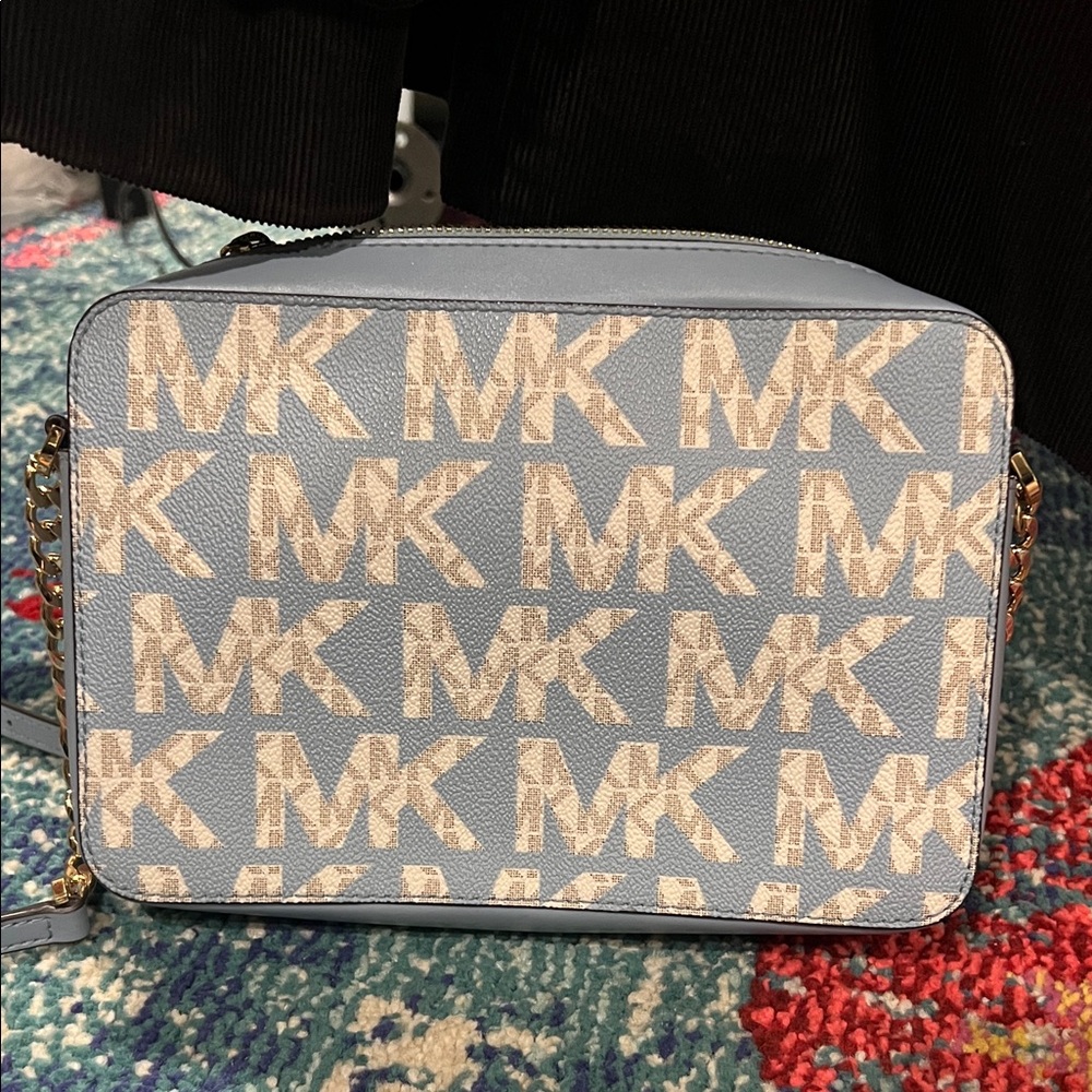 NWOT Michael Kors Light Blue Monogram Crossbody Bag - Picture 2 of 6